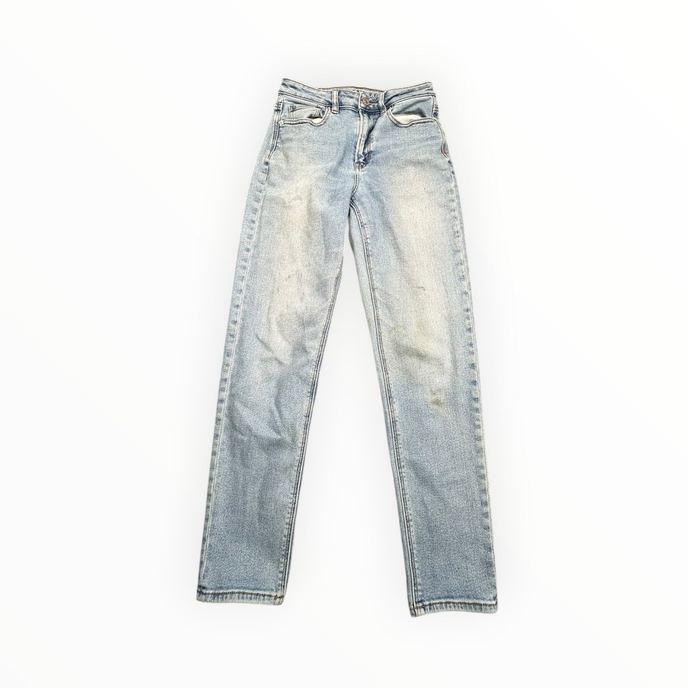 American Eagle Jeans Womens 8 Light‎ Blue Mom Jean High Waisted Stretch Denim